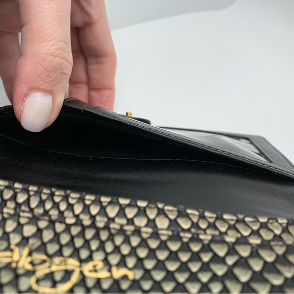Halogen Black Leather Gold Metallic Python Texture Wristlet/Wallet | EUC - Picture 4 of 7